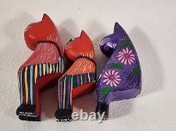 Joaquin Hernandez Vazquez Wood Carving Family of Cats Folk Art Mexico Handcraft