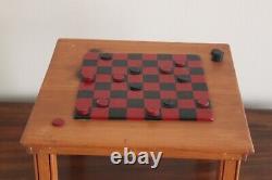 John Cisney Checker Players Folk Art Painted Carved Wood Sculpture 20H Signed