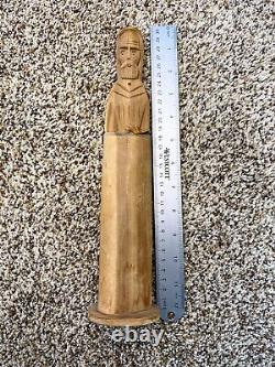 John Tollardo San Pascual & St Francis Carved Cedar Sculpture Figurines 2002