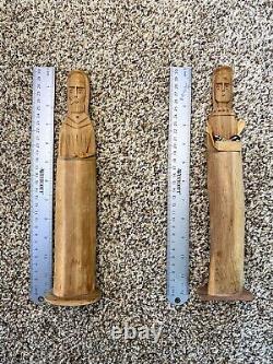 John Tollardo San Pascual & St Francis Carved Cedar Sculpture Figurines 2002