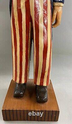 John Walker Folk Art Carved Polychrome Wooden Figure of Uncle Sam 1985