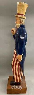 John Walker Folk Art Carved Polychrome Wooden Figure of Uncle Sam 1985