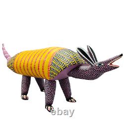 Jose & Evaristo Hernandez Mexican Folk Art Wood Carving Armadillo