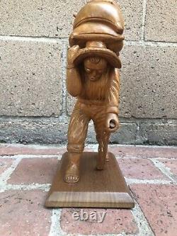 Jose Pinal Mexican Wood Carved Weary Peasant Farmer Folk Art Sculpture 1930-1940