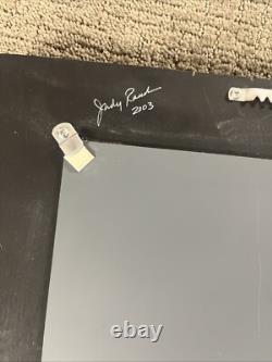 Judy Rand Animal Folk Art Hand Painted Carved Wood Rabbit Mirror Set Vtg Signed