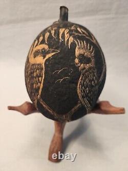 KooKaburra & Galah Folk Art Vintage Carved Boab Nut Derby Western Australia