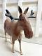Koosed Wood Carved Folk Art Smiling Moose 7 1/2 Tall X 8 Long Signed