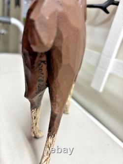 Koosed Wood Carved Folk Art SMILING MOOSE 7 1/2 tall x 8 long Signed