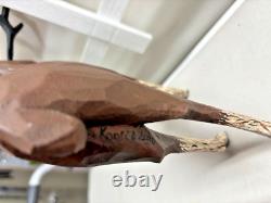 Koosed Wood Carved Folk Art SMILING MOOSE 7 1/2 tall x 8 long Signed