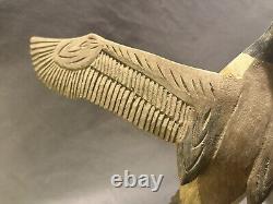 LARGE Folk Art Carved Painted Wooden Wild Canada Goose in Flight Robert Broadley
