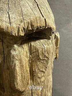 LARGE Vintage Folk Art Carved Native American Bust Head Sculpture