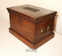 LARGE antique 1800s handmade carved wood brass Folk Art box casket storage trunk