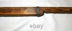 LARGE antique vintage hand carved wood cast iron Folk Art toy rifle sculpture