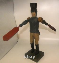 LARRY KOOSED Wood Carved Soldier Whirligig Folk Art Signed 1981