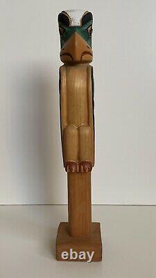 LEO JACOBS Carved Wood EAGLE TOTEM POLE Signed Tlingit NORTHWEST ART Alaska Folk