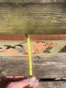 Large 19 VTG German Wood Relief Carving Children Tug Of War MCM Folk Art