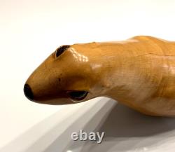 Large 28 Hand Carved Oak Branch Wood Art Sculpture Seal Artist Signed Folk Art