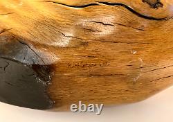 Large 28 Hand Carved Oak Branch Wood Art Sculpture Seal Artist Signed Folk Art