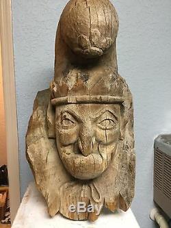 Large 28in Folk Art Hand Carved Punch Cigar Store Countertop Advertising Figure