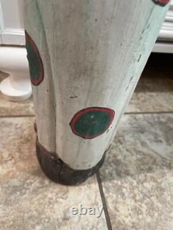 Large 31 Vintage Folk Art Polychrome Hand Painted Wood Cat Statue (ca. 1960)