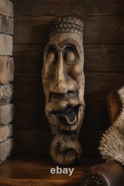 Large African Dan/Guru Folk Art Wood Carved Face Mask Wall Sculpture 34 Rustic