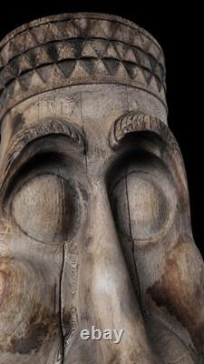 Large African Dan/Guru Folk Art Wood Carved Face Mask Wall Sculpture 34 Rustic