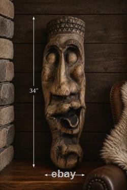 Large African Dan/Guru Folk Art Wood Carved Face Mask Wall Sculpture 34 Rustic