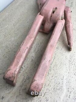 Large Antique Anatomically Carved Wood Folk Art Doll Primitive Toy Original