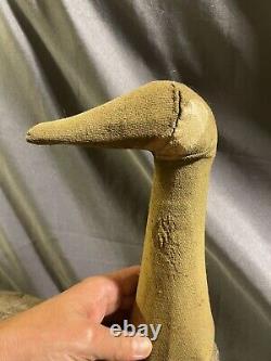 Large Antique Folk Art Carved & Painted Goose Decoy