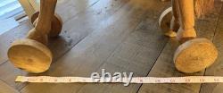 Large Antique Wood Horse Hand Carved 16 Tall Red Saddle & Reins Folk Art Decor