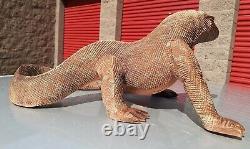 Large Balinese Folk Art Carved Wood Komodo Dragon Monitor Sculpture art Statue