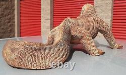 Large Balinese Folk Art Carved Wood Komodo Dragon Monitor Sculpture art Statue