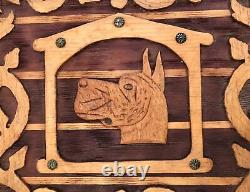 Large, Carved Wood Vintage Photo Album Great Dane Dog 1950s Kitsch Folk Art