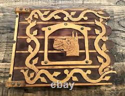 Large, Carved Wood Vintage Photo Album Great Dane Dog 1950s Kitsch Folk Art
