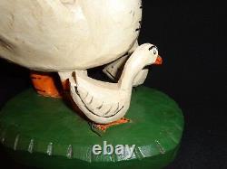 Large Dan & Donna Strawser Carved Wood Folk Art Goose Family Figures, 2002