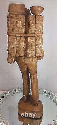 Large Folk Art Figural Carving Barefoot Weary Traveler