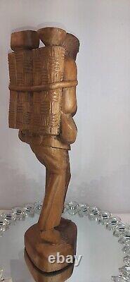 Large Folk Art Figural Carving Barefoot Weary Traveler