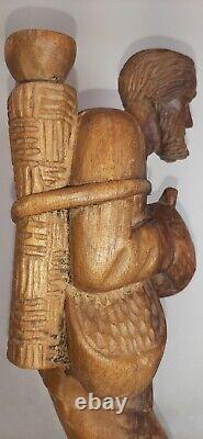 Large Folk Art Figural Carving Barefoot Weary Traveler