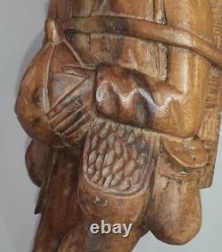 Large Folk Art Figural Carving Barefoot Weary Traveler