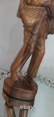 Large Folk Art Figural Carving Barefoot Weary Traveler