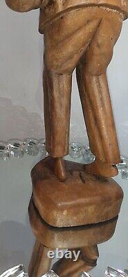 Large Folk Art Figural Carving Barefoot Weary Traveler