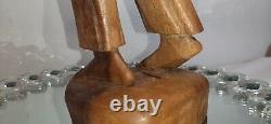 Large Folk Art Figural Carving Barefoot Weary Traveler