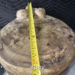 Large Hand Carved Solid Wood Bear Stool Rustic Cabin Lodge Folk Art 17 35lb