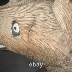 Large Hand Carved Solid Wood Bear Stool Rustic Cabin Lodge Folk Art 17 35lb