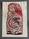 Large Hand Carved Thai Leather Dragon Panel Nang Yai Style Folk Art 19.5