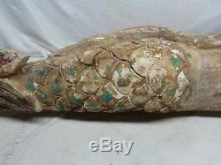 Large Hand Carved Wood Mermaid Vintage Nautical Folk Art 47 Long