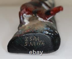Large Isaac Smith Folk Art Texas Artist Hand Carved Lizards Wooden