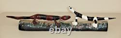 Large Isaac Smith Folk Art Texas Artist Hand Carved Lizards Wooden