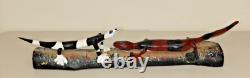 Large Isaac Smith Folk Art Texas Artist Hand Carved Lizards Wooden