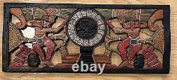 Large Mayan Wood Carving Wall Art With Mayan Calendar. Chichen Itza